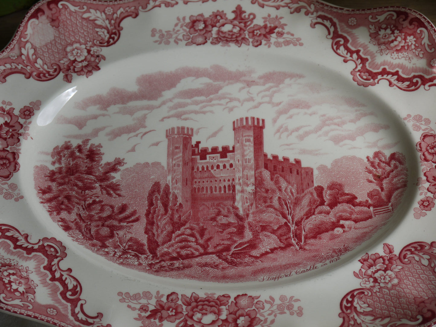 Raspberry Antique Ironstone Platter - English Ironstone Antique Plate - Antique Ironstone Plate - Serving Plate - Farmhouse Decor - Plate