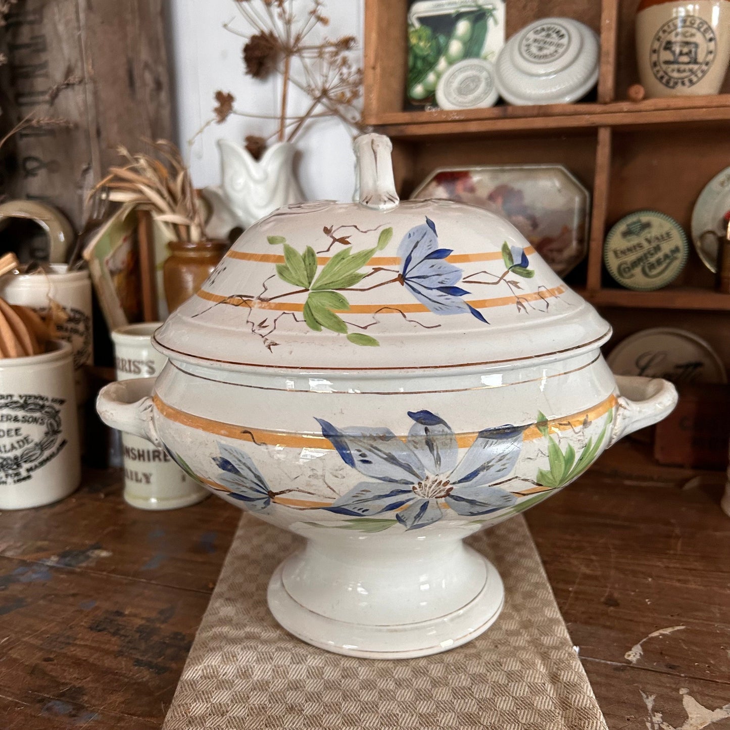 Antique French Rare 19th Century Tureen, French Decor, French Tureen, French Ironstone, French Pot, Antique french Decor, Kitchen Decor, jar