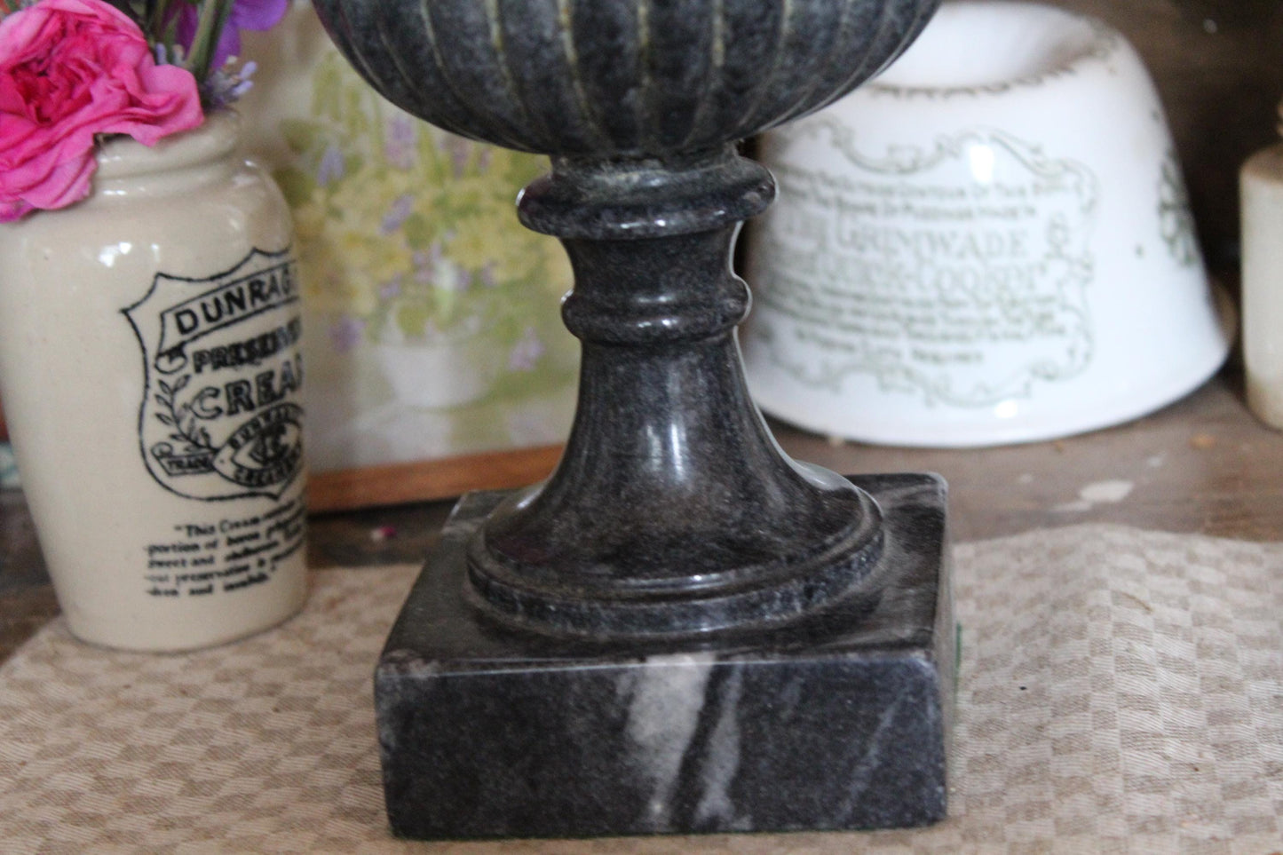 Pair of Marble Urns, Marble Planters, Marble Plant pots, Flower Bucket, Vintage Stone Garden Planter, Vintage Planters, Urns, French Urns