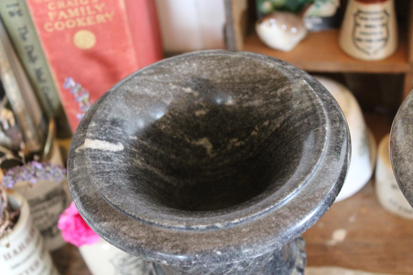 Pair of Marble Urns, Marble Planters, Marble Plant pots, Flower Bucket, Vintage Stone Garden Planter, Vintage Planters, Urns, French Urns