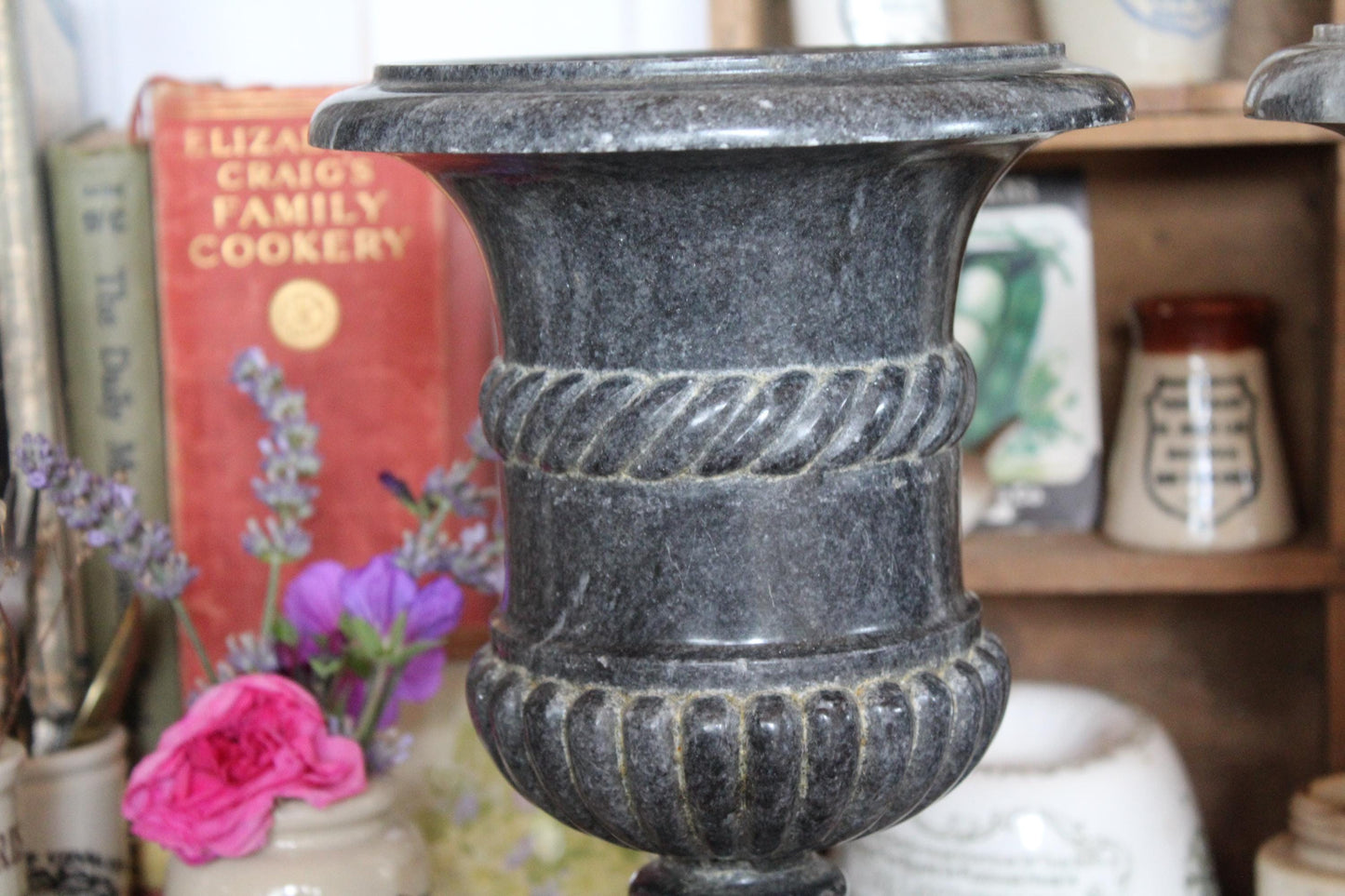 Pair of Marble Urns, Marble Planters, Marble Plant pots, Flower Bucket, Vintage Stone Garden Planter, Vintage Planters, Urns, French Urns