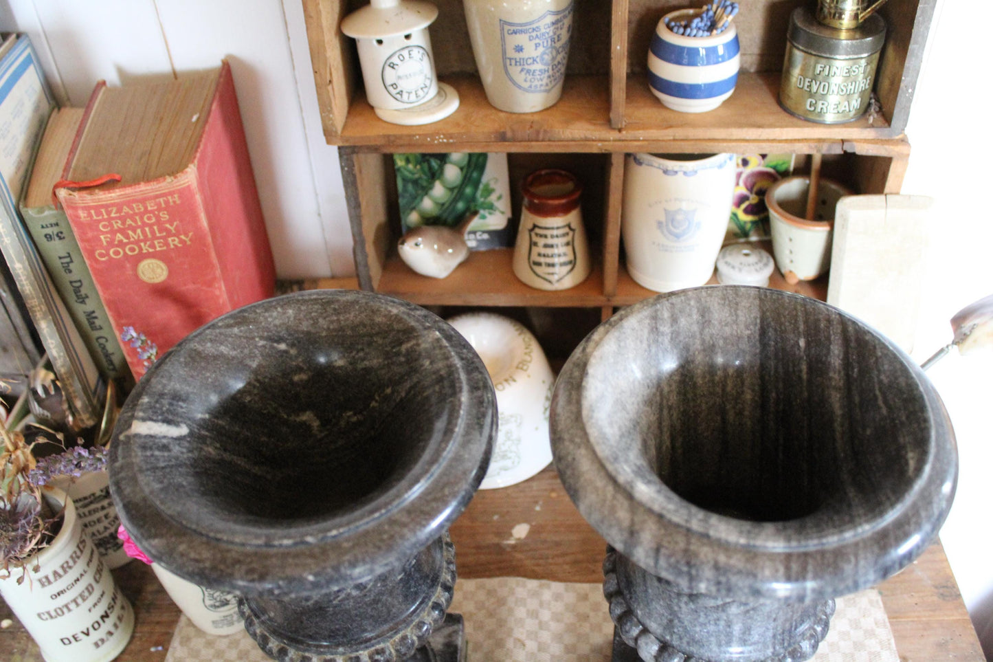 Pair of Marble Urns, Marble Planters, Marble Plant pots, Flower Bucket, Vintage Stone Garden Planter, Vintage Planters, Urns, French Urns