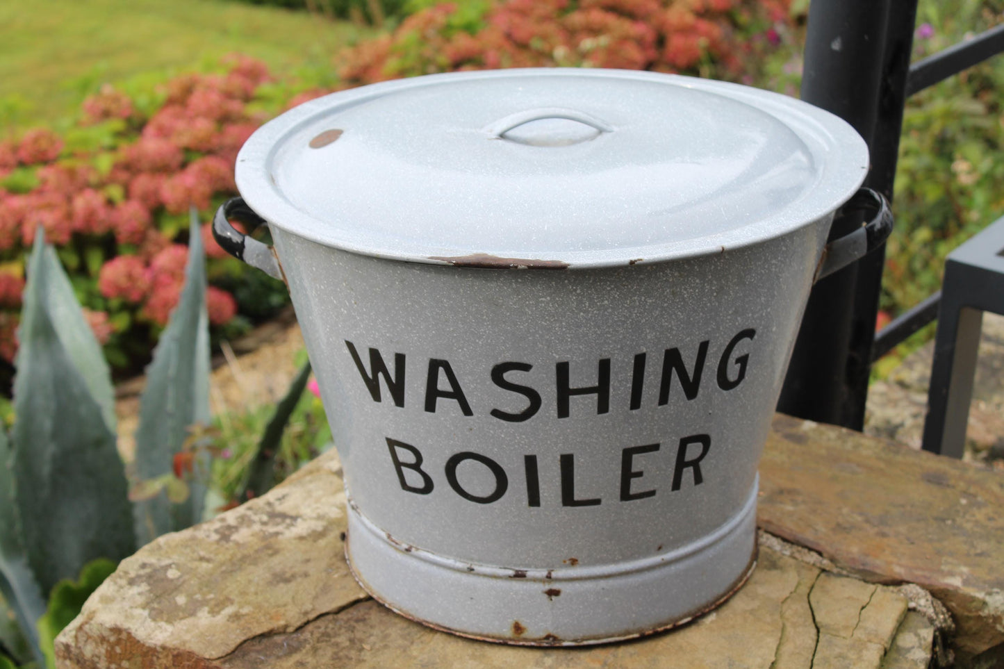 Very Rare Enamel Washing Boiler, Enamel bath, Laundry Room Decor, Utility Room Decor, Antique Bowl, Rare Enamelware, Planter, Farmhouse