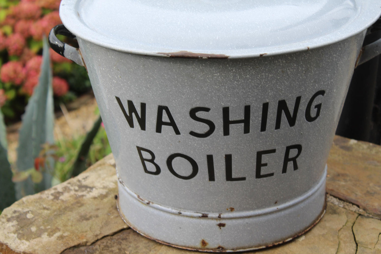 Very Rare Enamel Washing Boiler, Enamel bath, Laundry Room Decor, Utility Room Decor, Antique Bowl, Rare Enamelware, Planter, Farmhouse