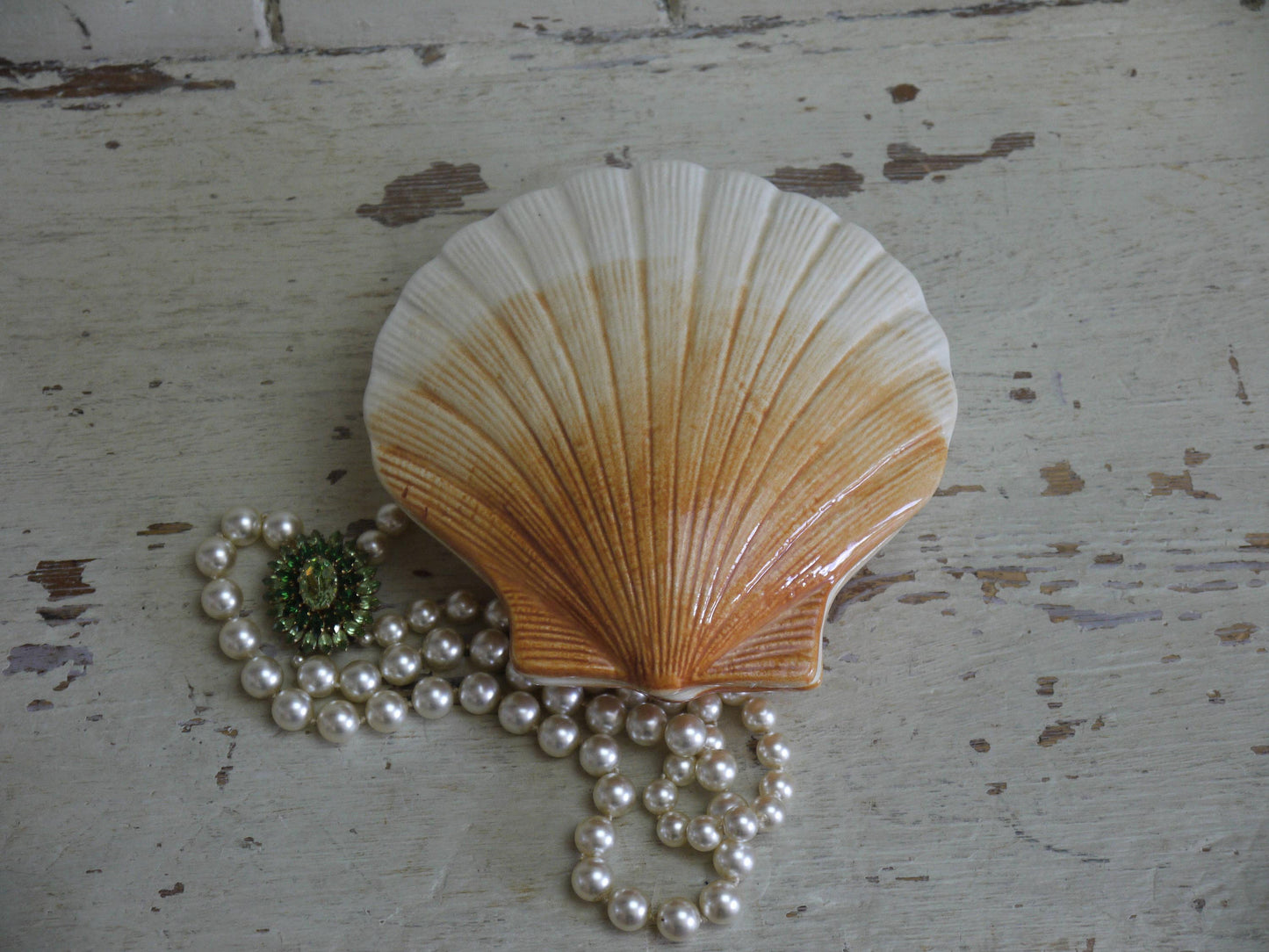 Rare Michel Caugant French Vintage Clam Terrine - Clam Shell - Trinket Pot -Caugant Clam - Vintage Terrine