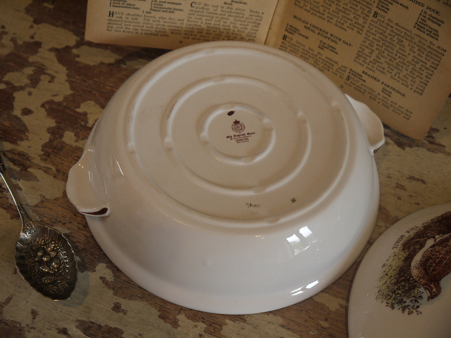 Royal Worcester Large Antique Serving Tureen - Royal Worcester Old English Game - Antique Tureen - Vintage Kitchen Pot - Antique Pot Tureen