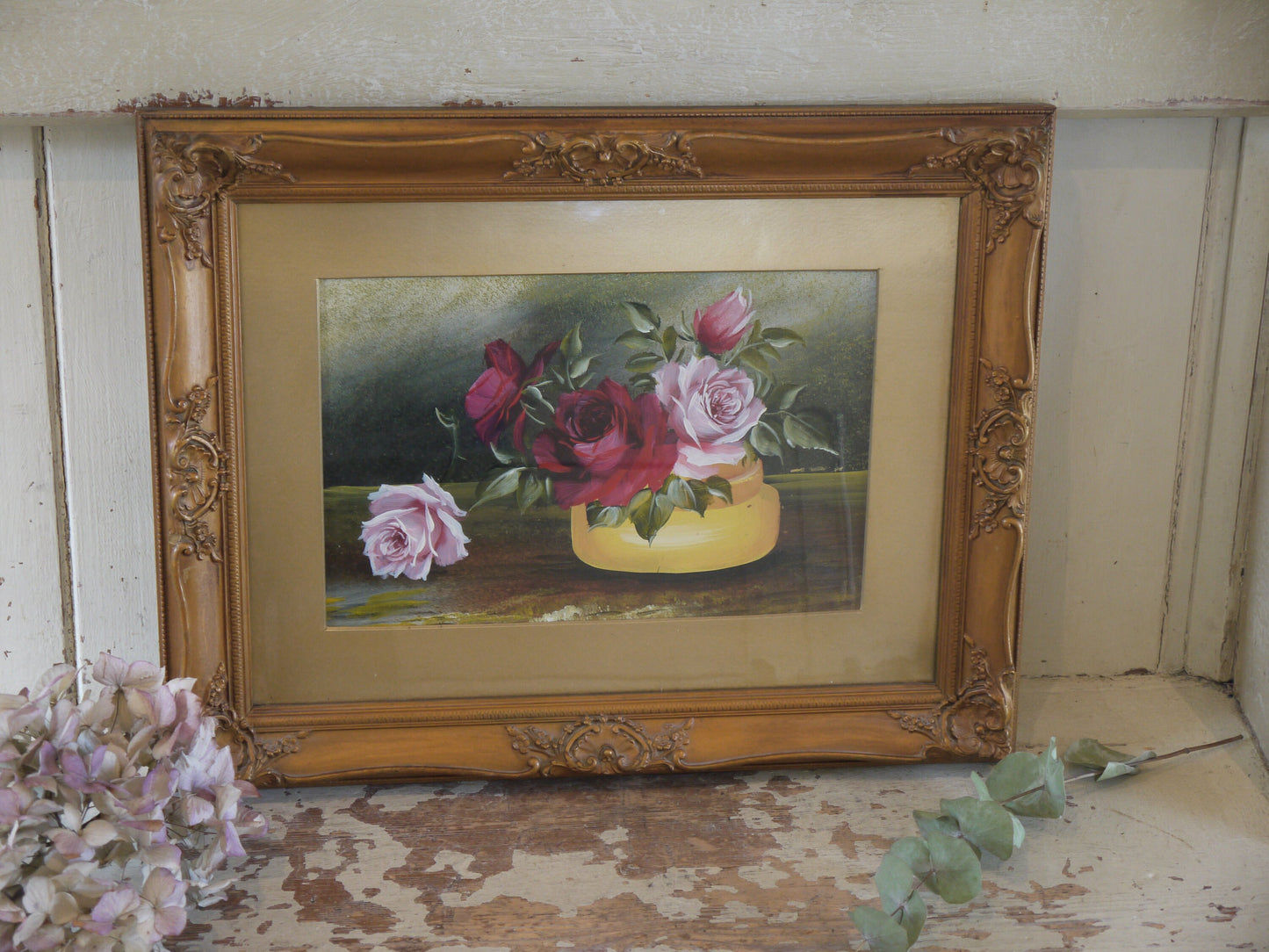 Antique Oil Painting of Roses - Victorian Painting - Still Life Painting - Oil Painting of flowers - Oil on Board - Vintage Painting canvas