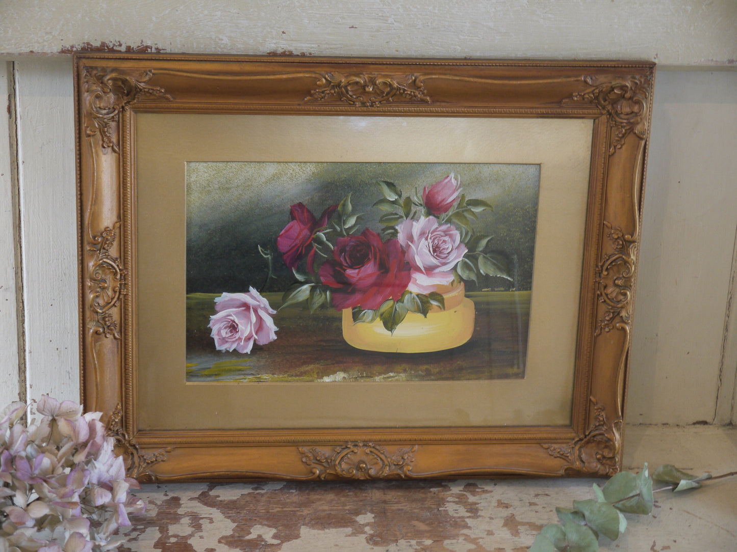 Antique Oil Painting of Roses - Victorian Painting - Still Life Painting - Oil Painting of flowers - Oil on Board - Vintage Painting canvas