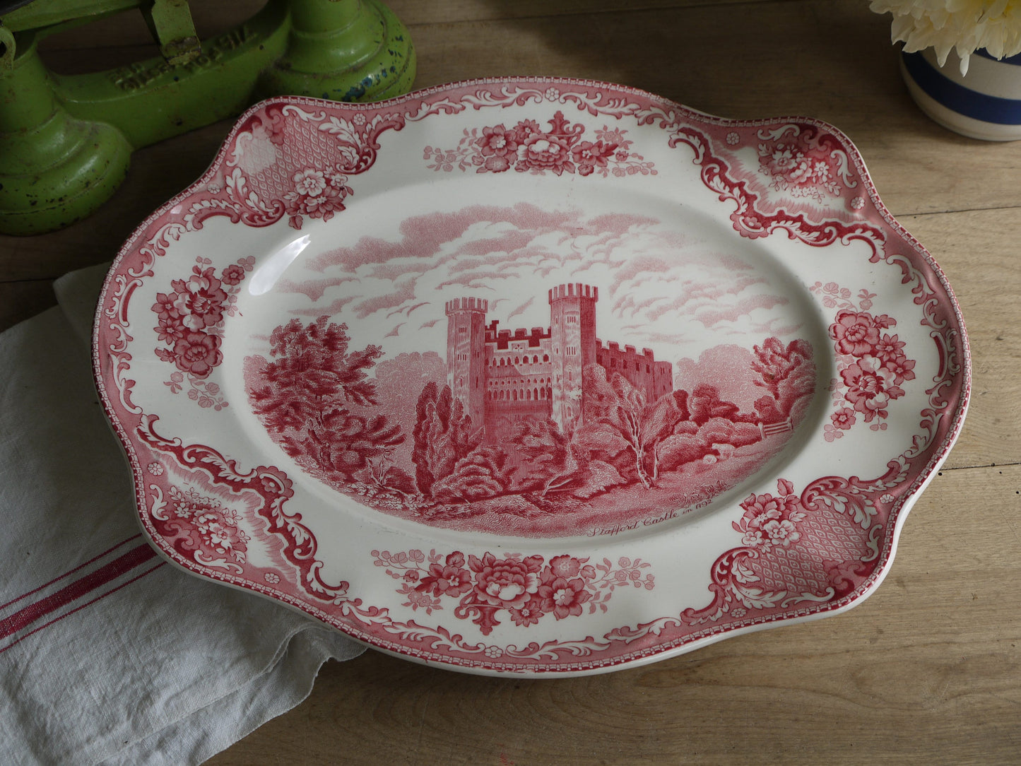 Raspberry Antique Ironstone Platter - English Ironstone Antique Plate - Antique Ironstone Plate - Serving Plate - Farmhouse Decor - Plate