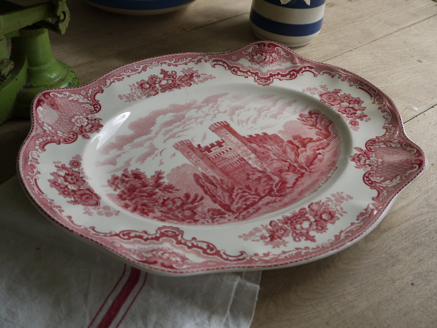 Raspberry Antique Ironstone Platter - English Ironstone Antique Plate - Antique Ironstone Plate - Serving Plate - Farmhouse Decor - Plate