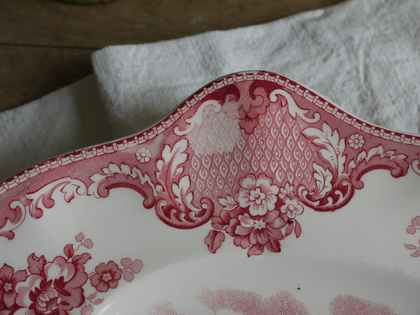 Raspberry Antique Ironstone Platter - English Ironstone Antique Plate - Antique Ironstone Plate - Serving Plate - Farmhouse Decor - Plate