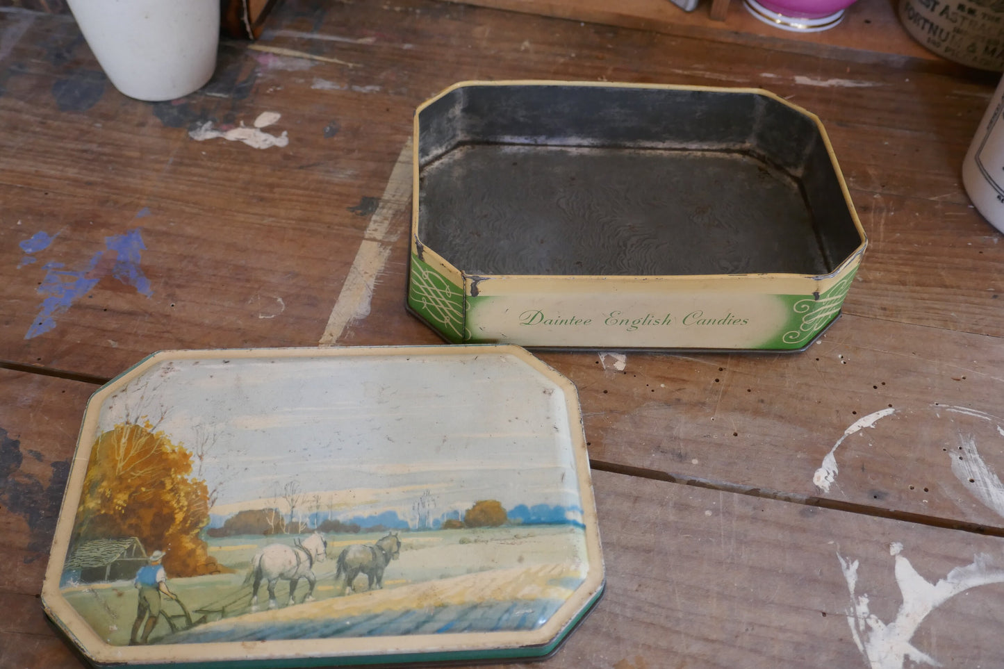 Vintage sweet Tin - Rustic Vintage  Tin - Advertising Tin - Kitchen Canister - Vintage Canister - sweet Tin - Candy Tin
