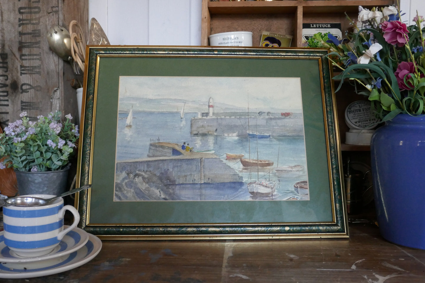 Vintage English Watercolour - Coastal Painting - Enlish Seaside watercolour - vintage painting - Sea painting - Coast Style - Seascape