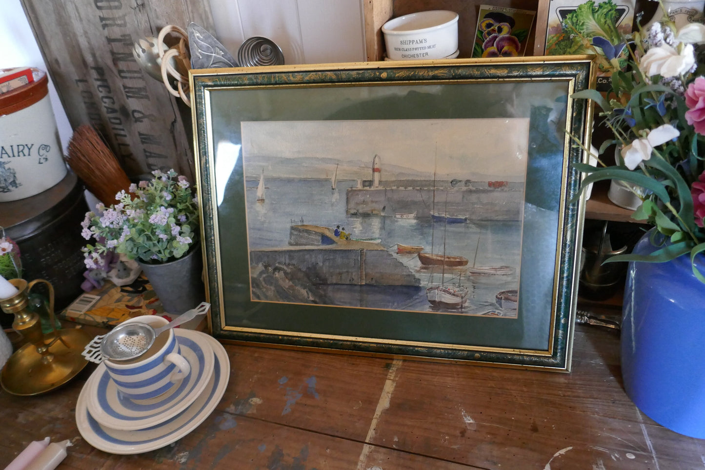 Vintage English Watercolour - Coastal Painting - Enlish Seaside watercolour - vintage painting - Sea painting - Coast Style - Seascape