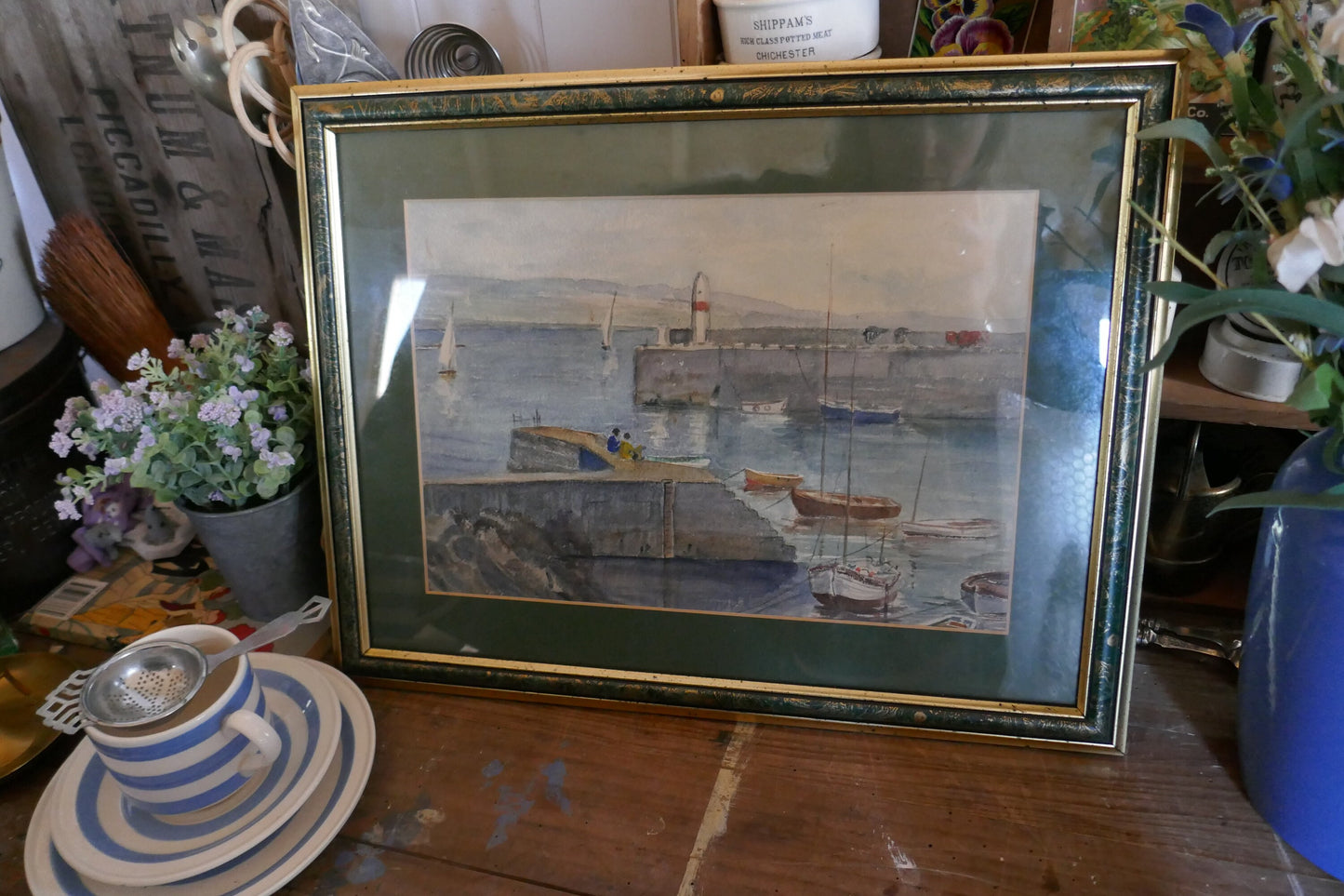 Vintage English Watercolour - Coastal Painting - Enlish Seaside watercolour - vintage painting - Sea painting - Coast Style - Seascape