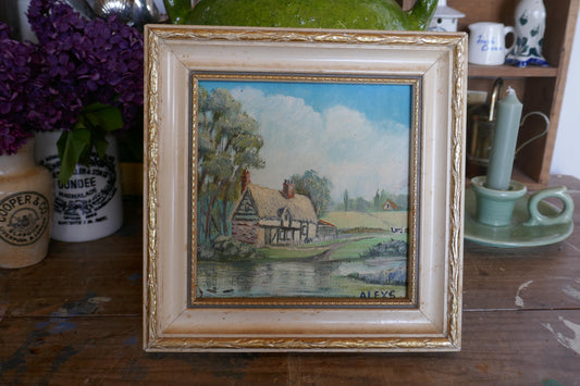 Vintage Oil Painting - English Country Scene - Oil Painting - English Oil Painting - Vintage Painting - Vintage wall decor Cottage Decor