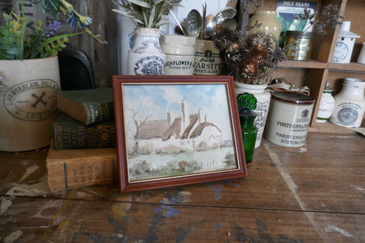 Vintage Watercolour Painting - English Country Scene - Painting - English Watercolour Painting - Vintage wall decor Cottage Decor