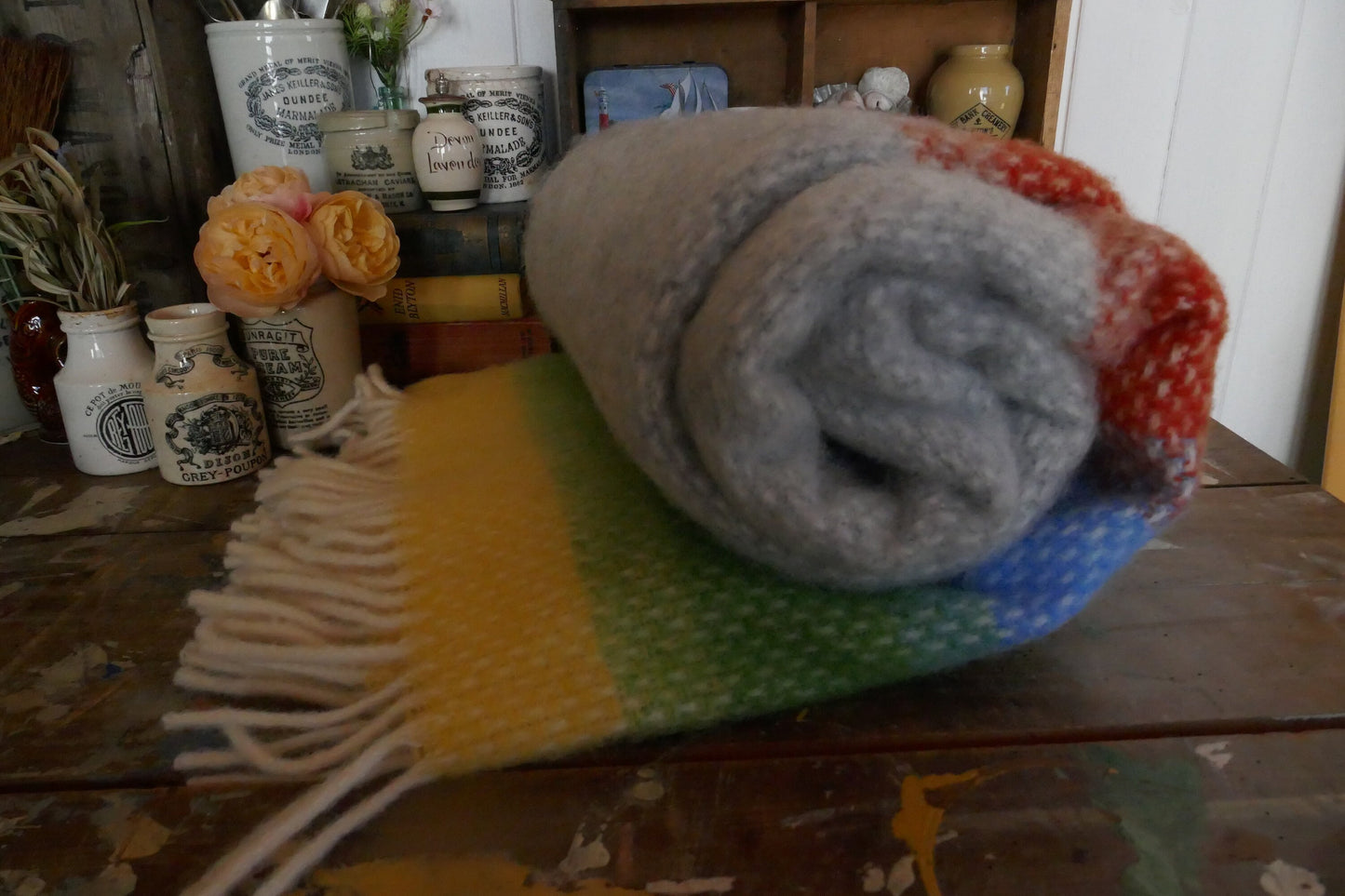 Herringbone Wool Blanket - Blanket - Wool Blanket - Pastel Blanket - Vintage Woollen Blanket - Picnic Rug - Throw - Picnic Blanket -Wool Rug