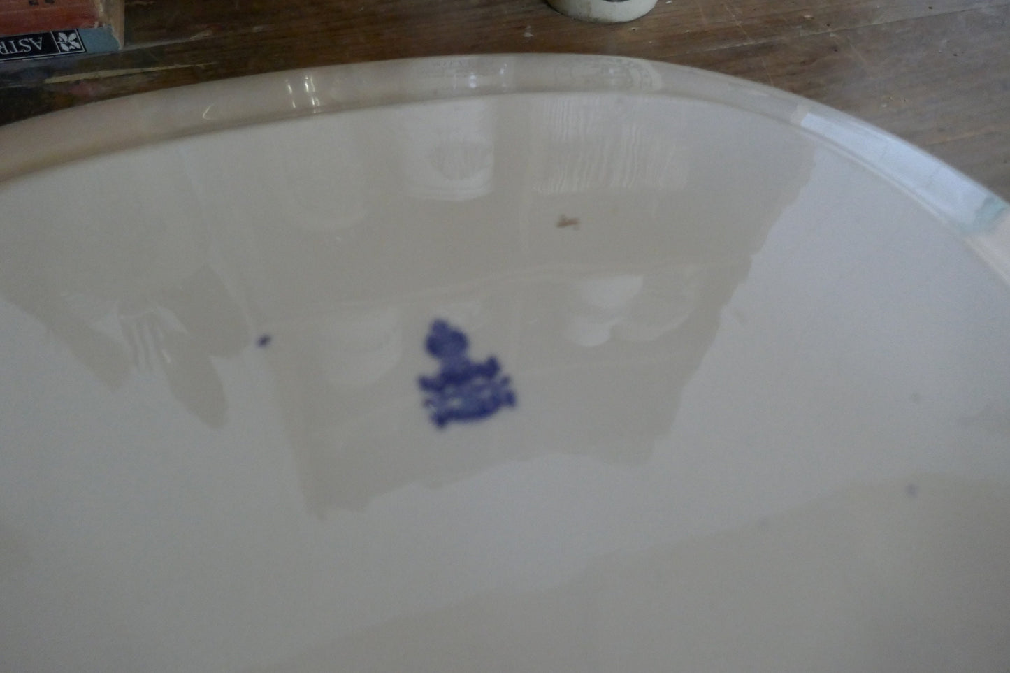 Antique Minton Ironstone English Blue and White - Antique Blue and White cake stand - blue and white English Ironstone - Old Willow Plate