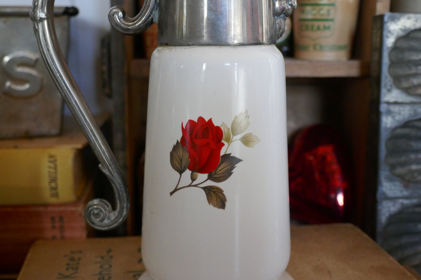 Vintage Claret Jug - Ceramic and Silver Metal detailing - Wine Decanter - Carafe Jug - Wine Jug - Glass Claret Jug -Pitcher - Jug -Farmhouse