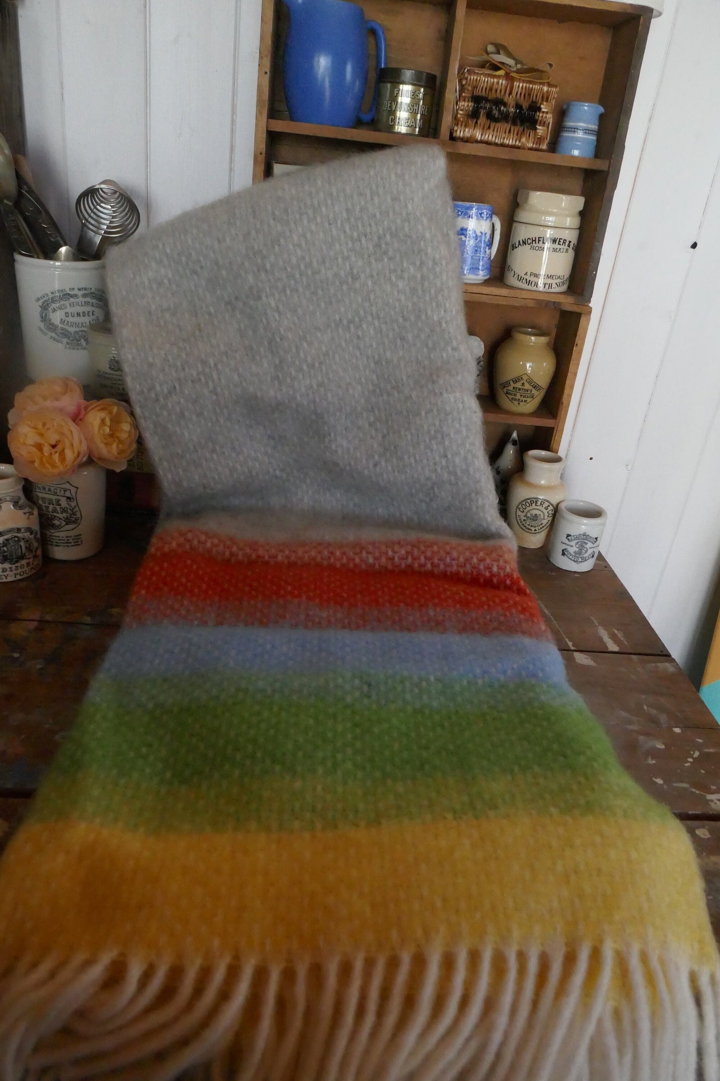 Herringbone Wool Blanket - Blanket - Wool Blanket - Pastel Blanket - Vintage Woollen Blanket - Picnic Rug - Throw - Picnic Blanket -Wool Rug
