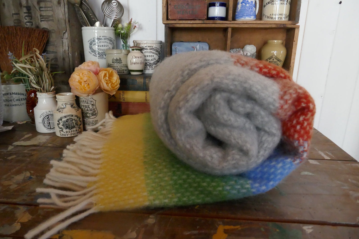 Herringbone Wool Blanket - Blanket - Wool Blanket - Pastel Blanket - Vintage Woollen Blanket - Picnic Rug - Throw - Picnic Blanket -Wool Rug