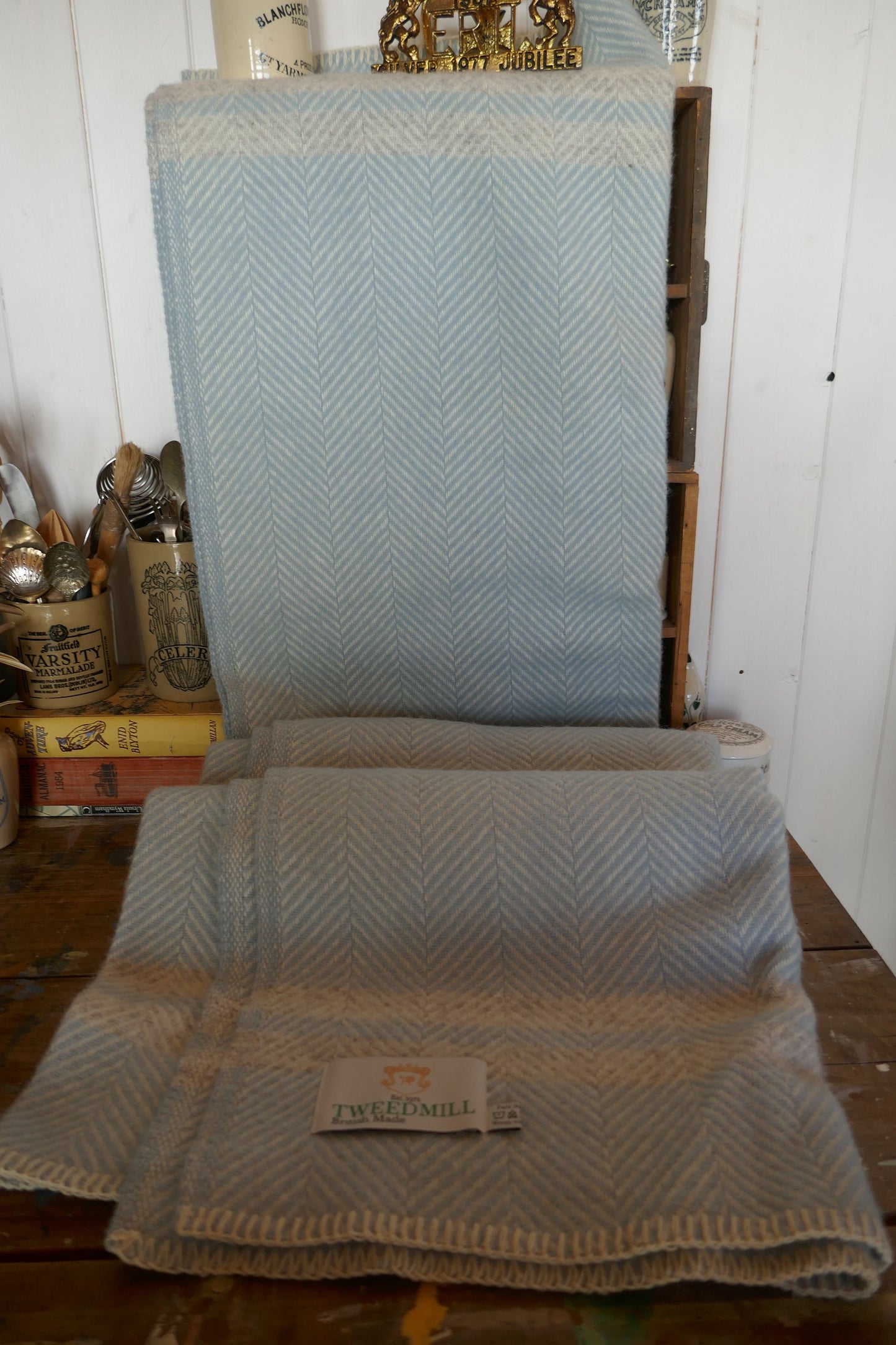Herringbone Wool Blanket - Blanket - Wool Blanket - Pastel Blanket - Vintage Woollen Blanket - Picnic Rug - Throw - Picnic Blanket -Wool Rug