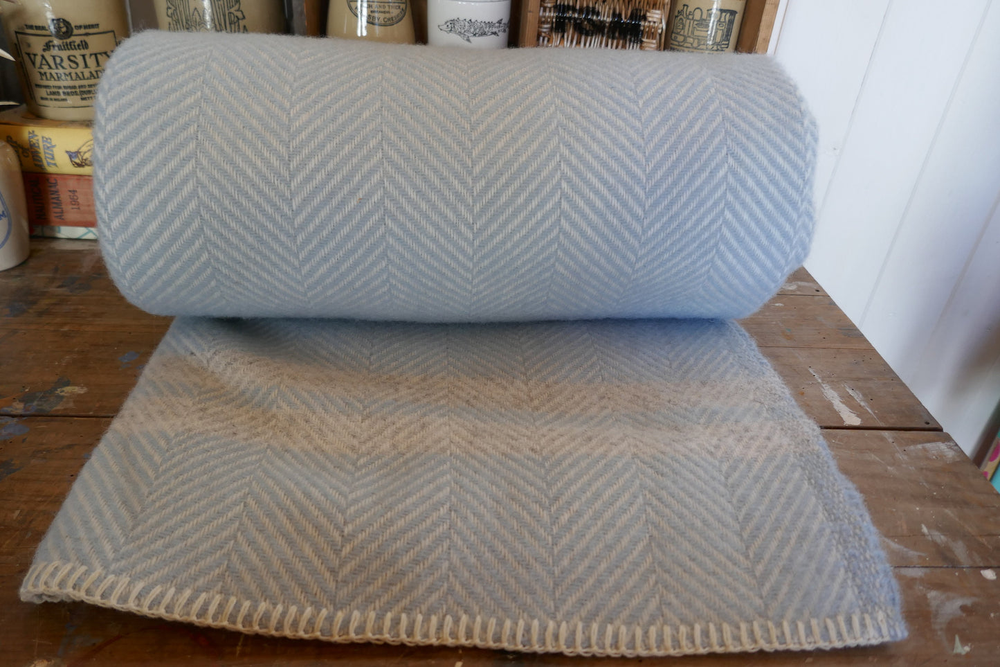 Herringbone Wool Blanket - Blanket - Wool Blanket - Pastel Blanket - Vintage Woollen Blanket - Picnic Rug - Throw - Picnic Blanket -Wool Rug