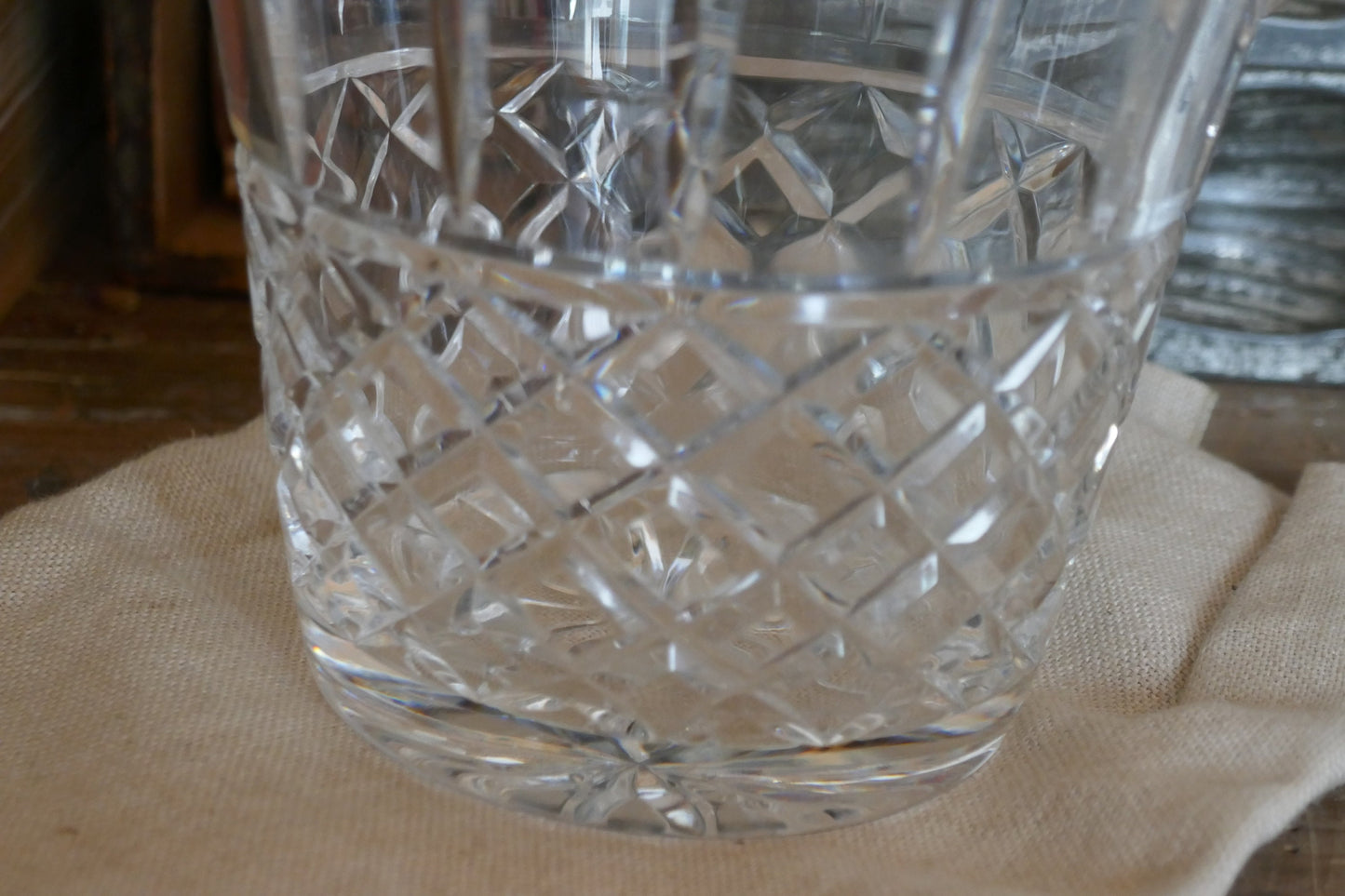 Vintage Crystal Glass Champagne Bucket - Cut Glass Ice Bucket - Glass Wine Cooler - Glass Champagne Bucket - Crystal Ice Bucket - Cut Glass