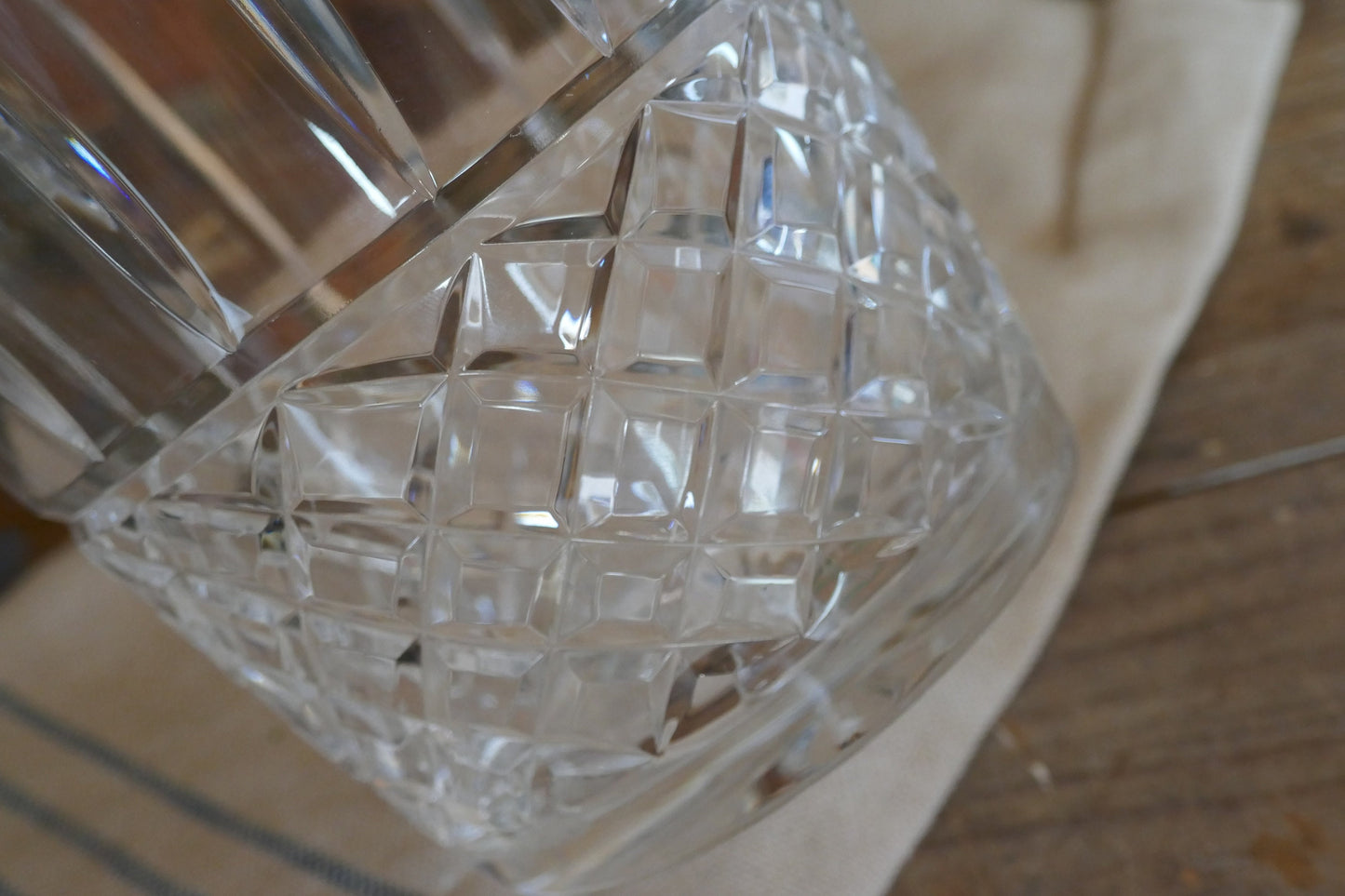 Vintage Crystal Glass Champagne Bucket - Cut Glass Ice Bucket - Glass Wine Cooler - Glass Champagne Bucket - Crystal Ice Bucket - Cut Glass
