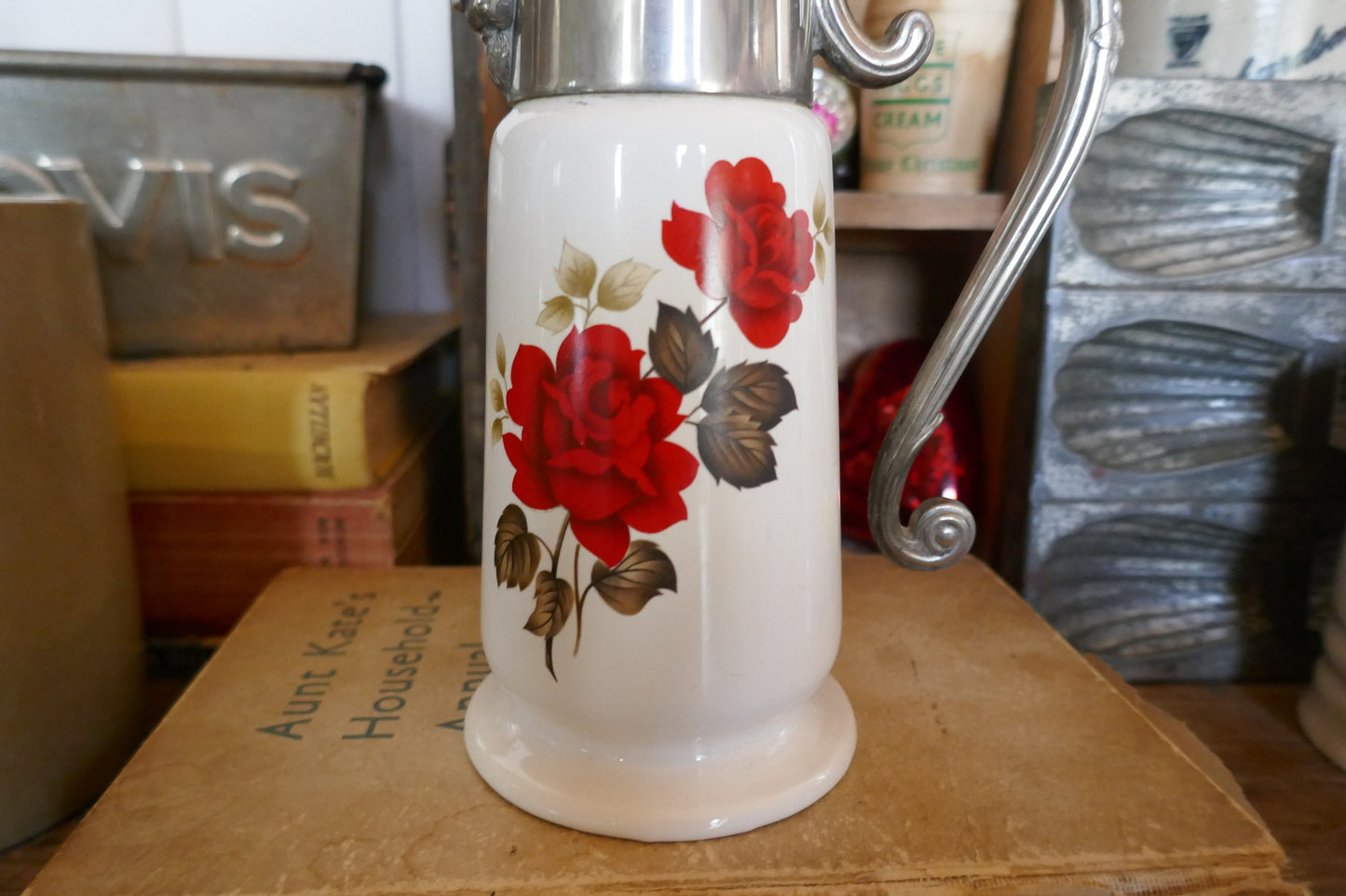 Vintage Claret Jug - Ceramic and Silver Metal detailing - Wine Decanter - Carafe Jug - Wine Jug - Glass Claret Jug -Pitcher - Jug -Farmhouse