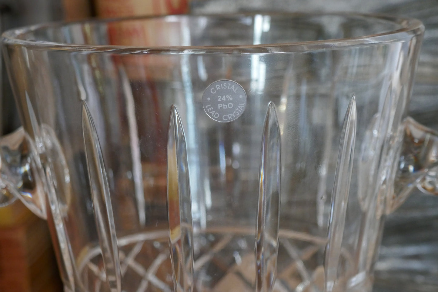 Vintage Crystal Glass Champagne Bucket - Cut Glass Ice Bucket - Glass Wine Cooler - Glass Champagne Bucket - Crystal Ice Bucket - Cut Glass