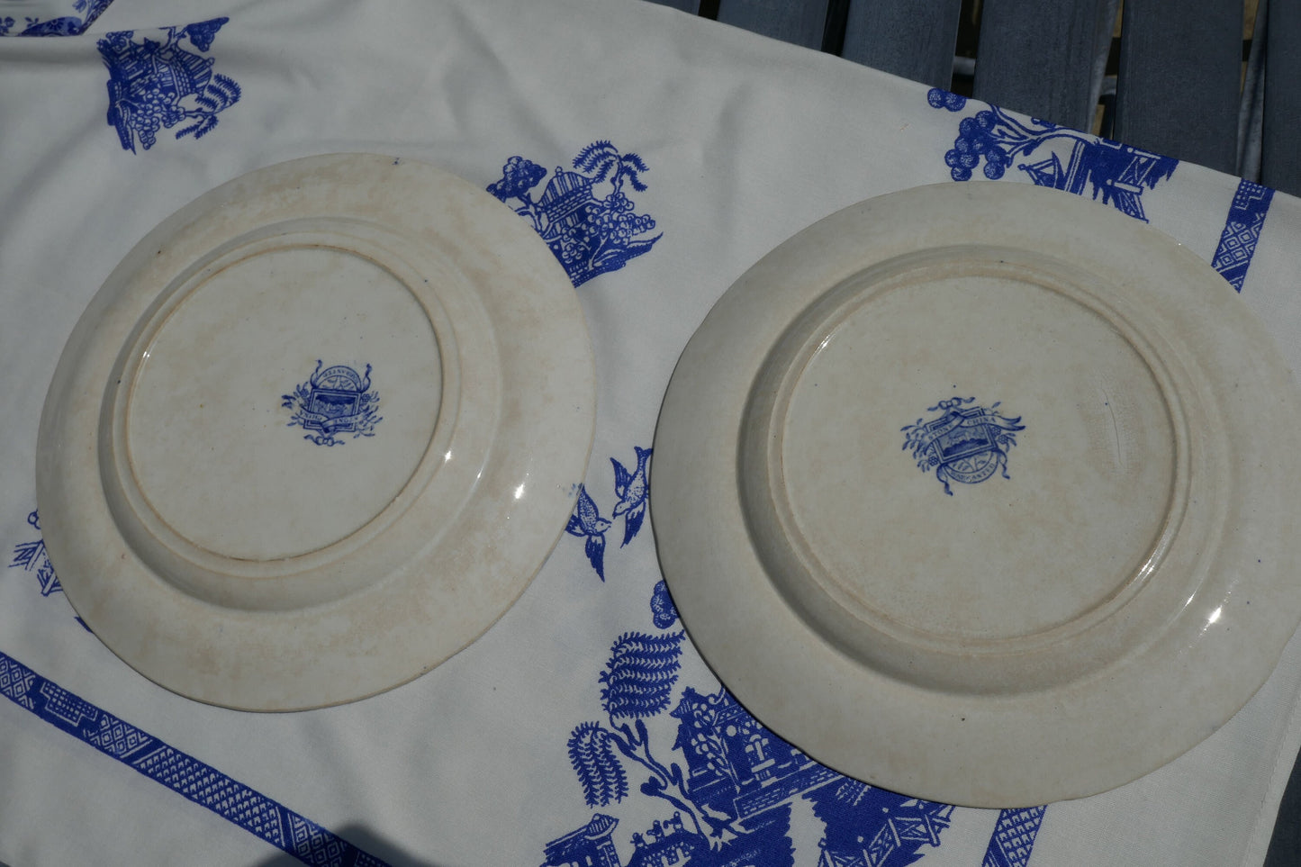 Pair of antique Ironstone English Blue and White Plates- Antique Blue and White Plate - blue and white English Ironstone - Antique Platter
