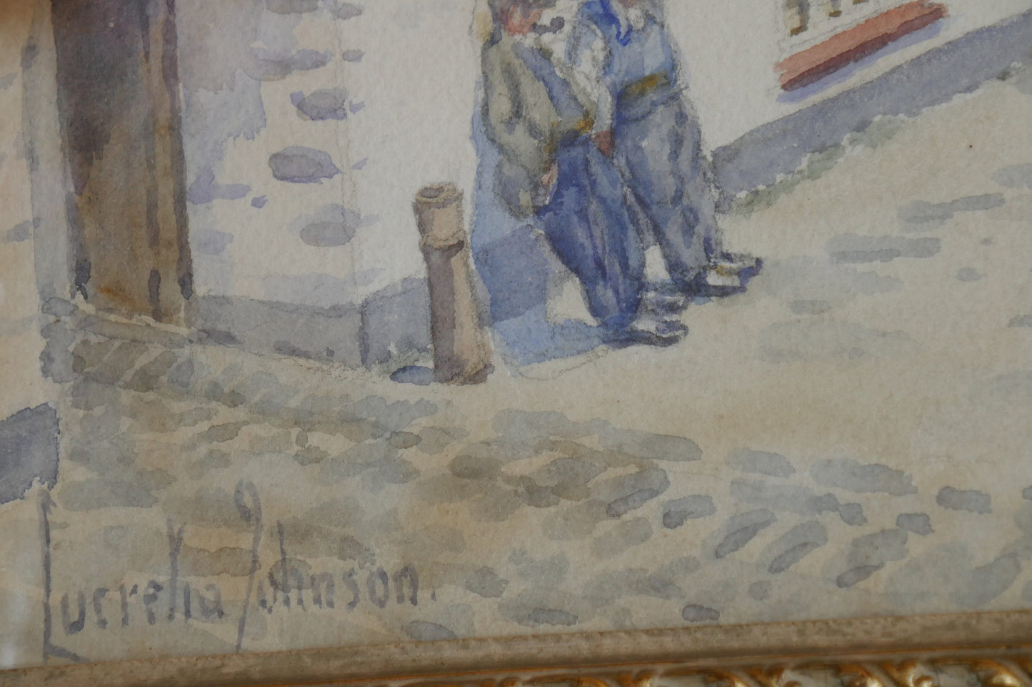 Vintage English Watercolour - Coastal Cottages Painting - Enlish Seaside watercolour - vintage painting - Sea painting - Devon Painting -