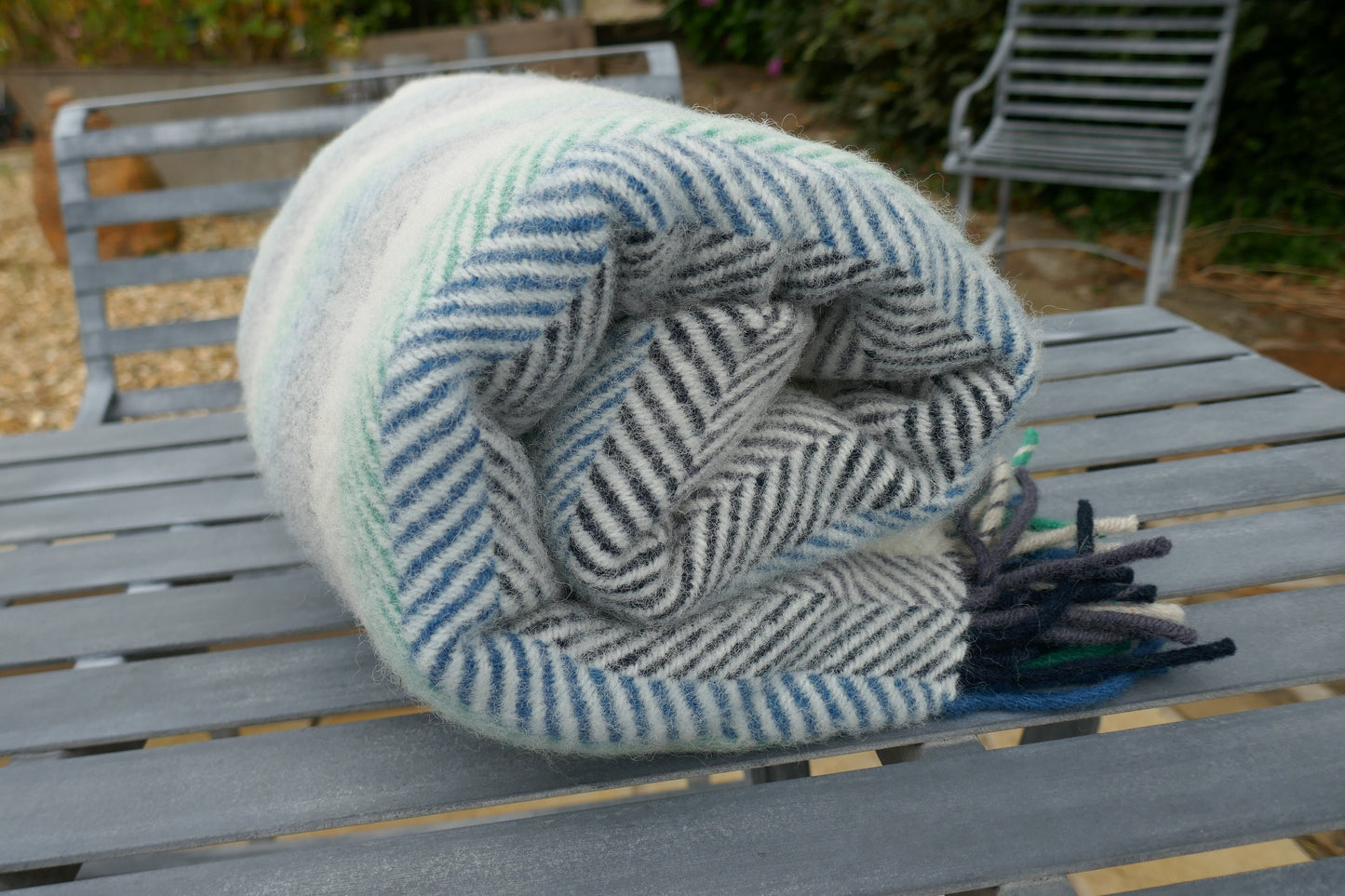 Blue Wool Blanket - Blanket - Wool Blanket - vintage Blanket - Vintage Woollen Blanket - Picnic Rug - Throw - Picnic Blanket - Wool Rug