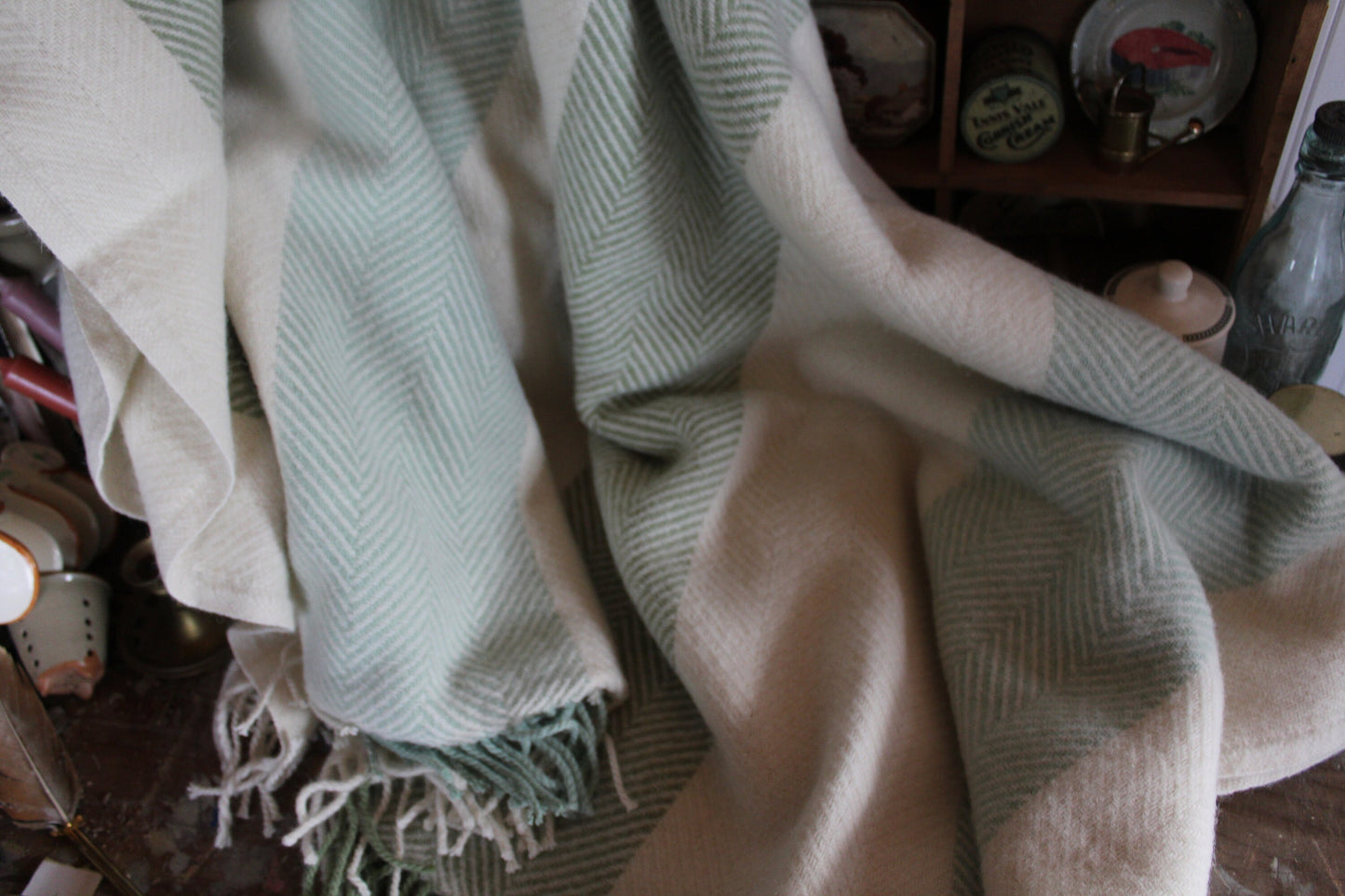 Olive Wool Blanket - Blanket - Wool Blanket - vintage Blanket - Vintage Woollen Blanket - Picnic Rug - Throw - Picnic Blanket - Wool Rug