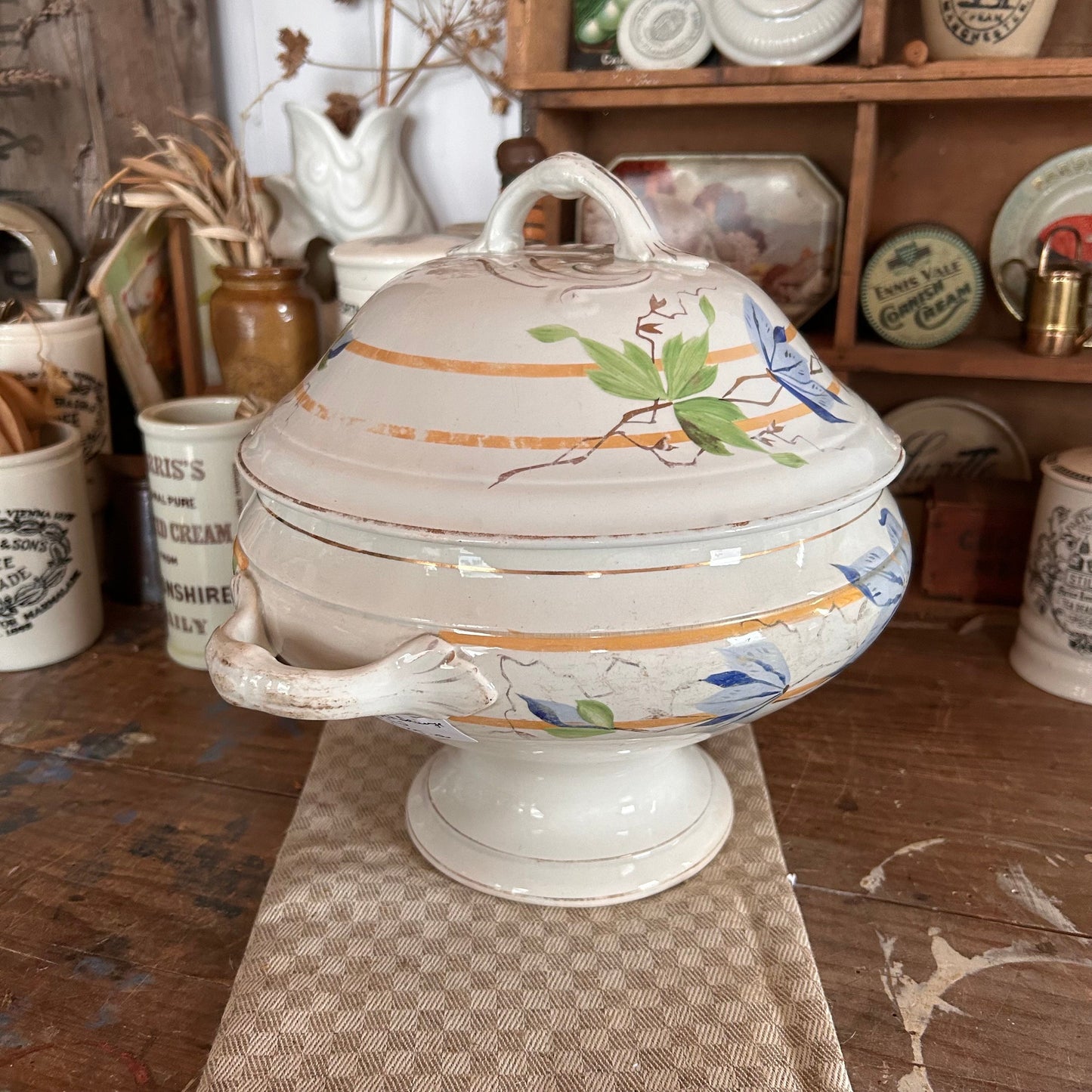 Antique French Rare 19th Century Tureen, French Decor, French Tureen, French Ironstone, French Pot, Antique french Decor, Kitchen Decor, jar