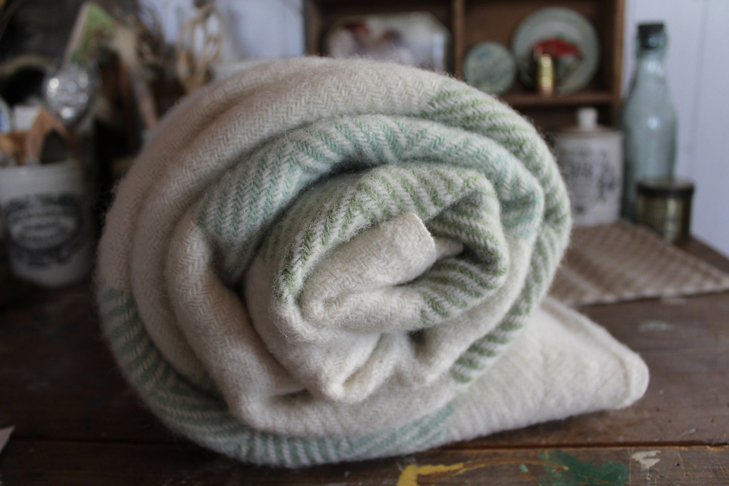 Olive Wool Blanket - Blanket - Wool Blanket - vintage Blanket - Vintage Woollen Blanket - Picnic Rug - Throw - Picnic Blanket - Wool Rug