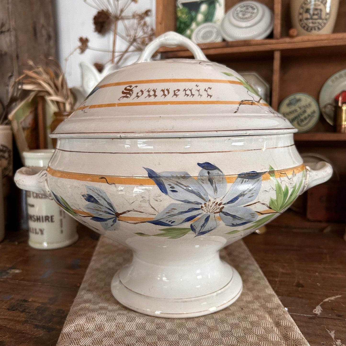 Antique French Rare 19th Century Tureen, French Decor, French Tureen, French Ironstone, French Pot, Antique french Decor, Kitchen Decor, jar