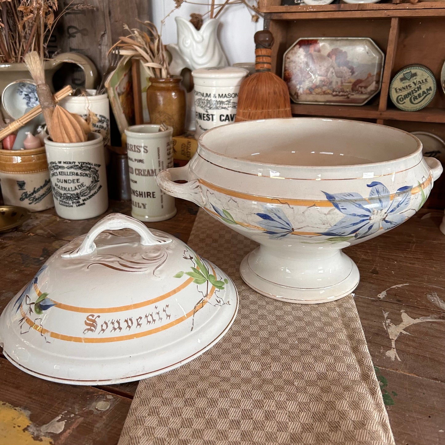 Antique French Rare 19th Century Tureen, French Decor, French Tureen, French Ironstone, French Pot, Antique french Decor, Kitchen Decor, jar