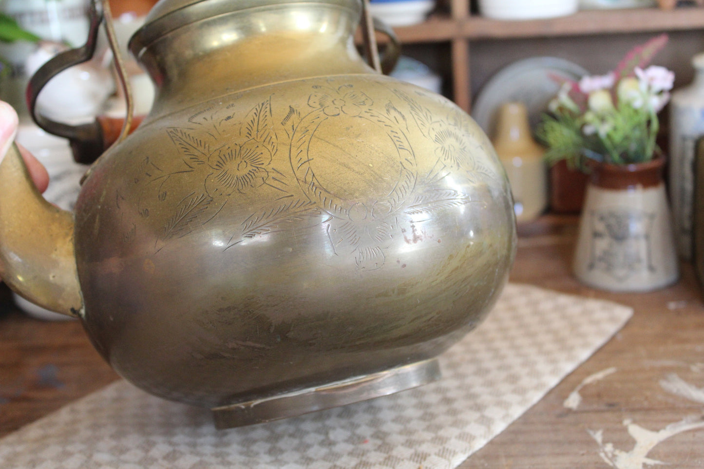 Antique Brass Tea pot, Brass Kettle, Tea Kettle, Antique Teapot, Antique Copper Tea Kettle, Brass stove Kettle, Antique kitchenware, Teapot