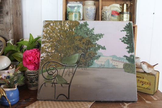 Vintage Oil Painting, French Country Scene, Oil Painting, French Oil Painting, Vintage Painting, wall decor Cottage Decor, Oil on Canvas