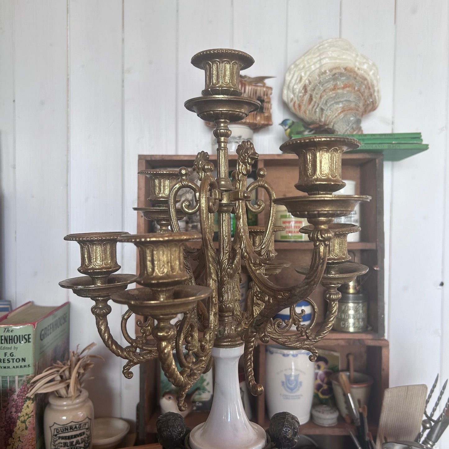 Rare Antique Italian Spelt Brass Candelabra,  Antique candle Holder, Brass Candle Holder, Vintage Candleholder, Country House, Candleholders