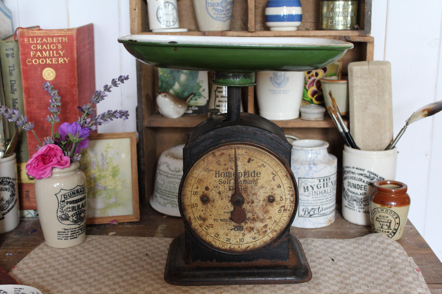 Rare Homepride Antique Scales, Homepride Advertising, Enamel Scale, Vintage Scale, Rustic Kitchen Scale, Antique Scale, English Scale, Scale