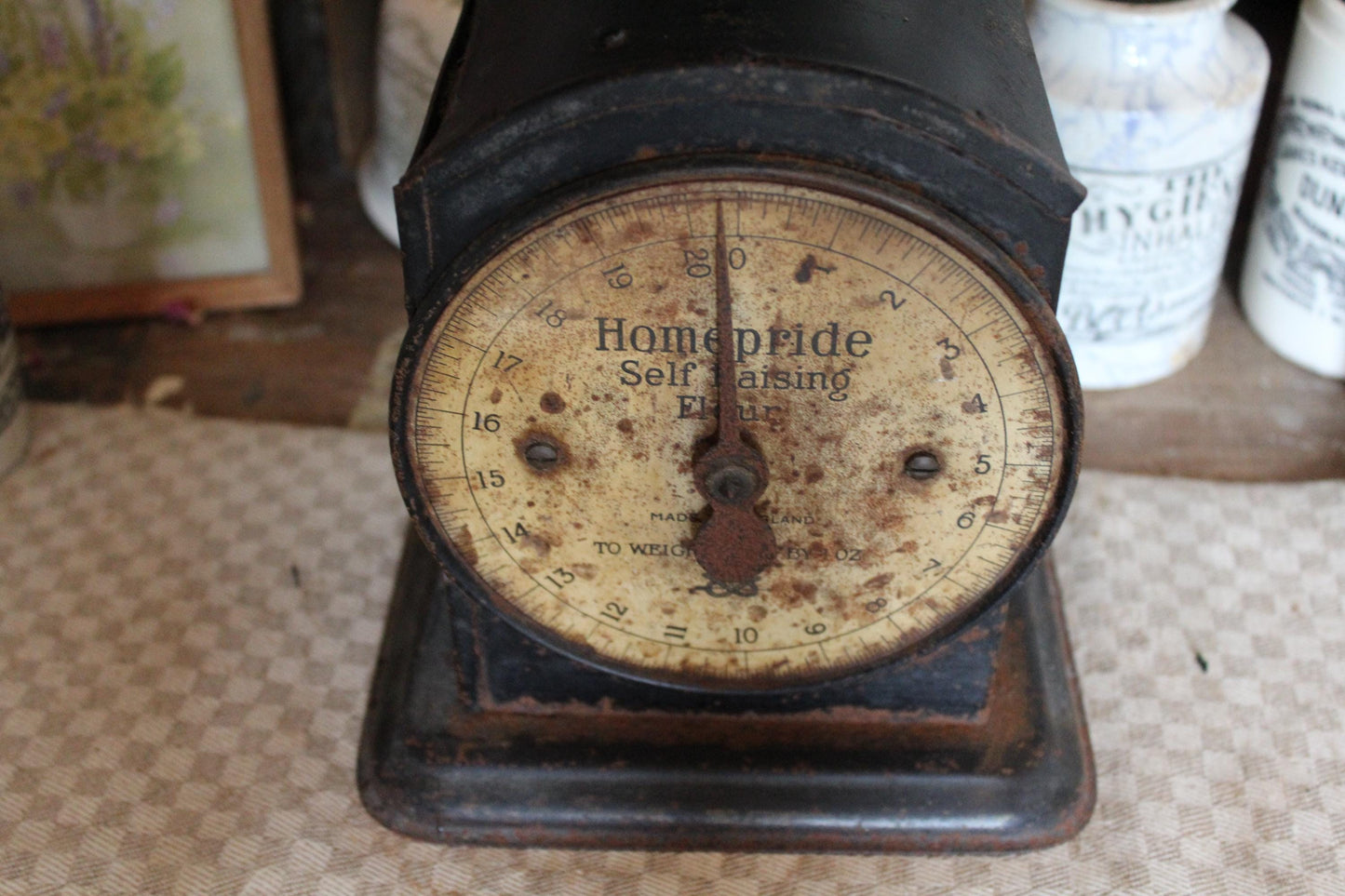 Rare Homepride Antique Scales, Homepride Advertising, Enamel Scale, Vintage Scale, Rustic Kitchen Scale, Antique Scale, English Scale, Scale