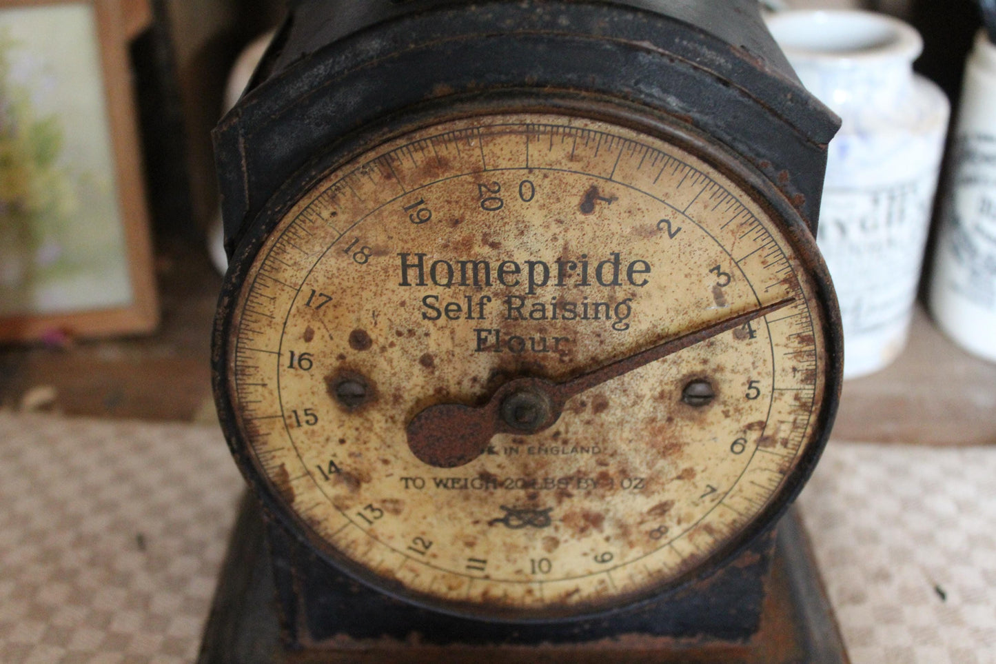 Rare Homepride Antique Scales, Homepride Advertising, Enamel Scale, Vintage Scale, Rustic Kitchen Scale, Antique Scale, English Scale, Scale