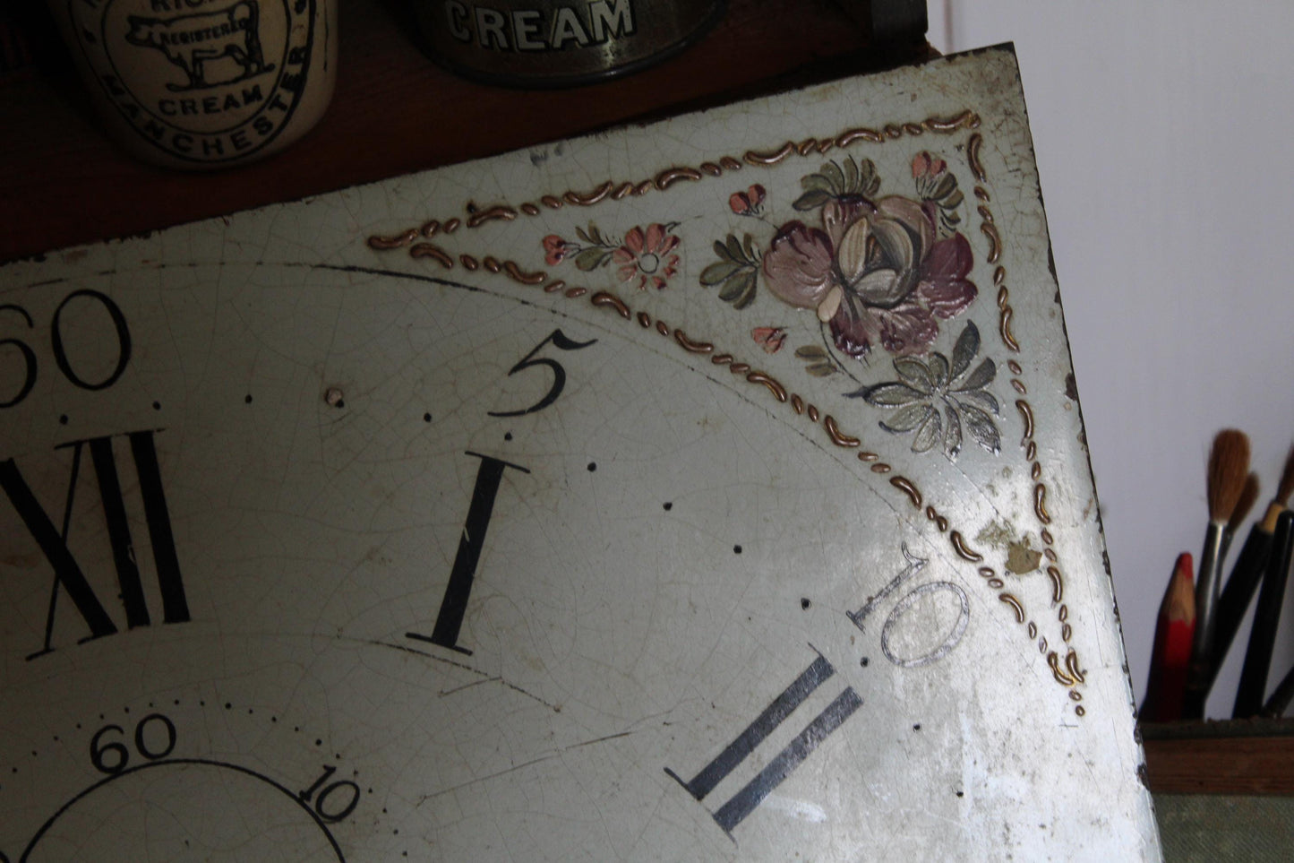 Stunning Antique Salvaged Grand Father Clock Face - Antique Clock Face - Vintage Clock Face - Antique Clock - Antique Clock Faces - English